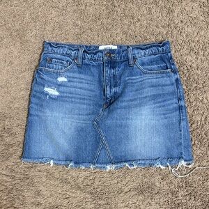 Pistola Distressed Raw Hem Denim Mini Skirt Blue Size 30 Contemporary Casual